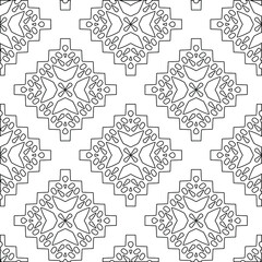 Geometric vector pattern with triangular elements. Seamless abstract ornament for wallpapers and backgrounds. Black and white colors. 