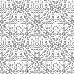 Geometric vector pattern with triangular elements. Seamless abstract ornament for wallpapers and backgrounds. Black and white colors. 