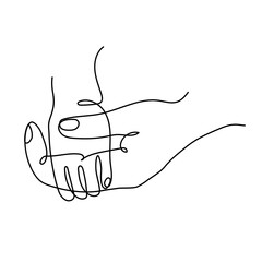 Icon of an adult parents hand holding childs hand.