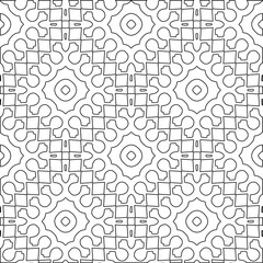  Geometric vector pattern with triangular elements. Seamless abstract ornament for wallpapers and backgrounds. Black and white colors. 