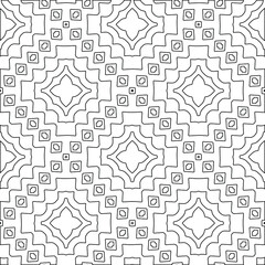  Geometric vector pattern with triangular elements. Seamless abstract ornament for wallpapers and backgrounds. Black and white colors. 