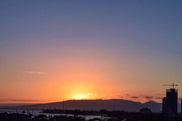 ホノルルの夕暮れの風景