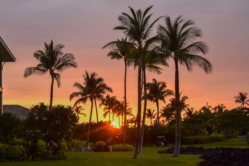 ハワイ島の夕暮れ