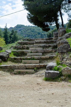 The theatre of the Amphiareion oropos Greece,Parodos entrances on either side of the orchestra