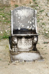 The theatre of the Amphiareion oropos Greece,Marble thrones with relief floral decoration