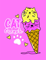 ILUSTRACION HELADO DE GATITOS 