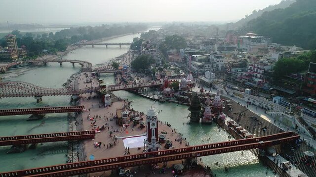 Ville d'Haridwar &eacute;tat de l'Uttarakhand en Inde vue du ciel