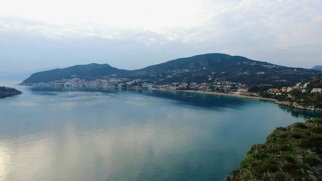 Aspect of Tolo, Greece, and its beautiful turquoise sea on a calm day
