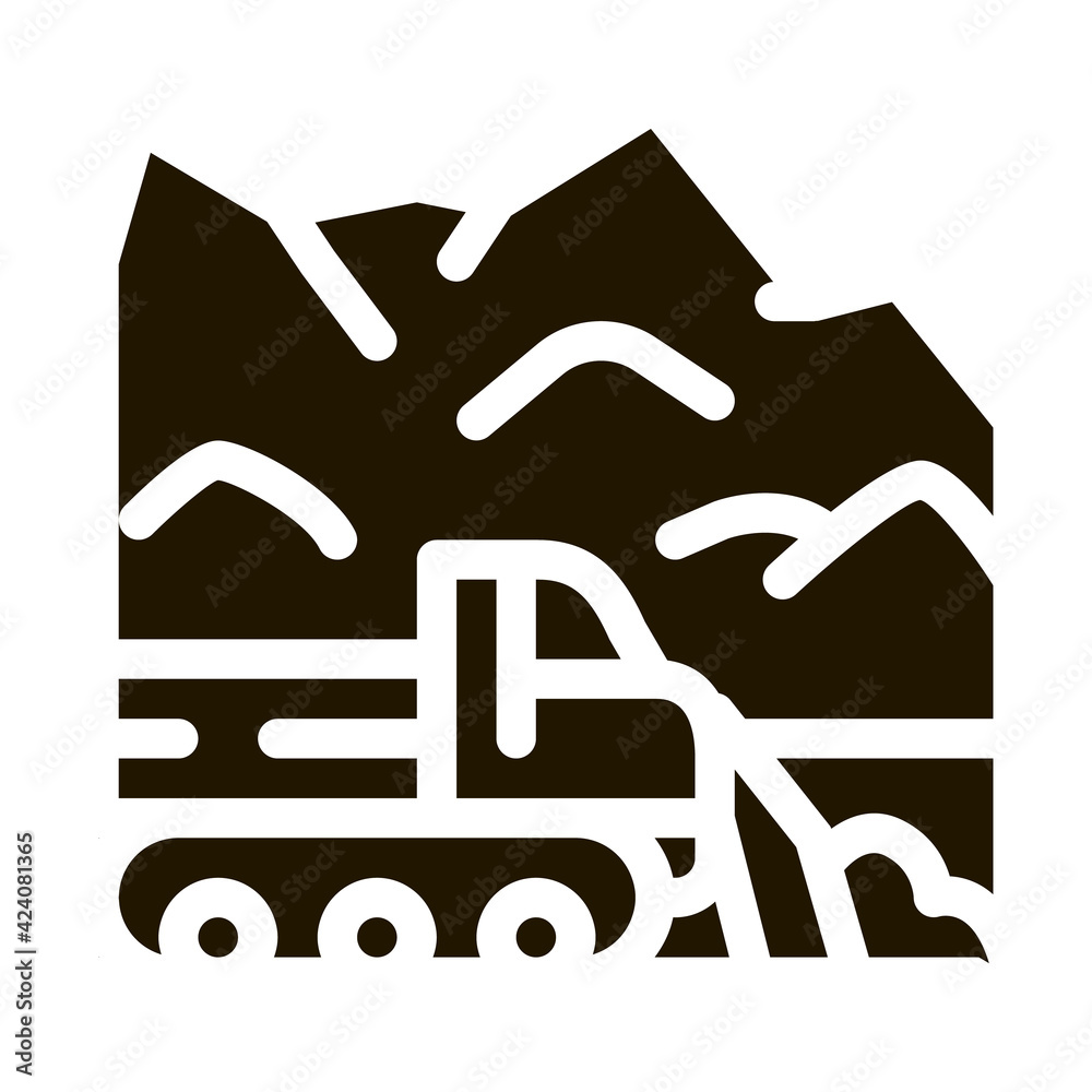 Wall mural snow blower truck glyph icon vector. snow blower truck sign. isolated symbol illustration