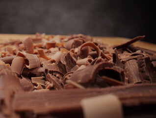 Macro shot of chocolate flakes - studio photography