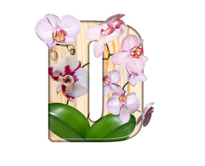 The letter D is made from an orchid