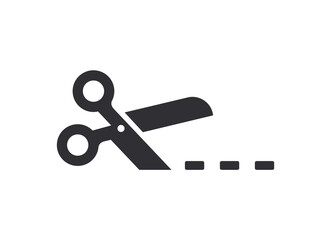 Scissors vector icon. Scissors symbol. Barber icon. Barber shop. Logo template. Cut icon. Editing icon. Cut out. Hairdresser. Scissors symbol. Cut off. Unpack. Unboxing. Trim line. Scissors. Dotted