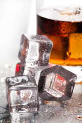 Glass of whiskey with ice