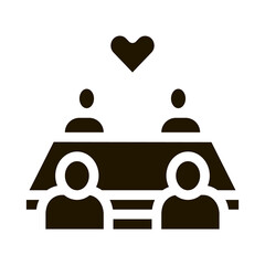 multiracial people sitting at table glyph icon vector. multiracial people sitting at table sign. isolated symbol illustration