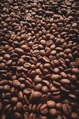 A scattering of coffee beans on the table