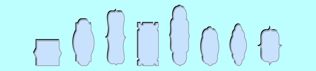 set of cartouche cartoon icon design template with various models. vector illustration isolated on blue background