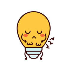 Cute funny light bulb, lamp character. Vector flat line cartoon kawaii character illustration icon.