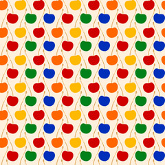 Seamless cherry fruit pattern, cherry print.