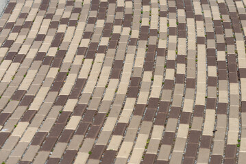 Detailed close up view on cobblestone streets and sidewalks in high resolution