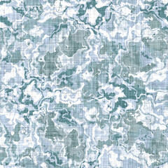 Aegean teal tonal linen texture background. Summer coastal living style home decor fabric effect. Sea green washed out grunge distressed blur material. Decorative calm light textile seamless pattern 
