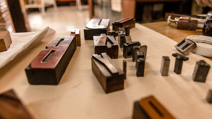 Vintage letterpress wood type printing blocks