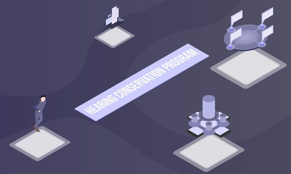 Hearing conservation program concept on abstract design