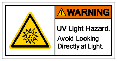 Warning UV Light Hazard Avoid Looking Directly at Light Symbol Sign, Vector Illustration, Isolate On White Background Label. EPS10
