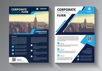 Naklejka premium Brochure design, cover modern layout, annual report, poster, flyer in A4 with colorful triangles, geometric shapes for tech, science, market with light background