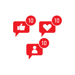 Vector social media icons. Like and comment icon. isolated on white background