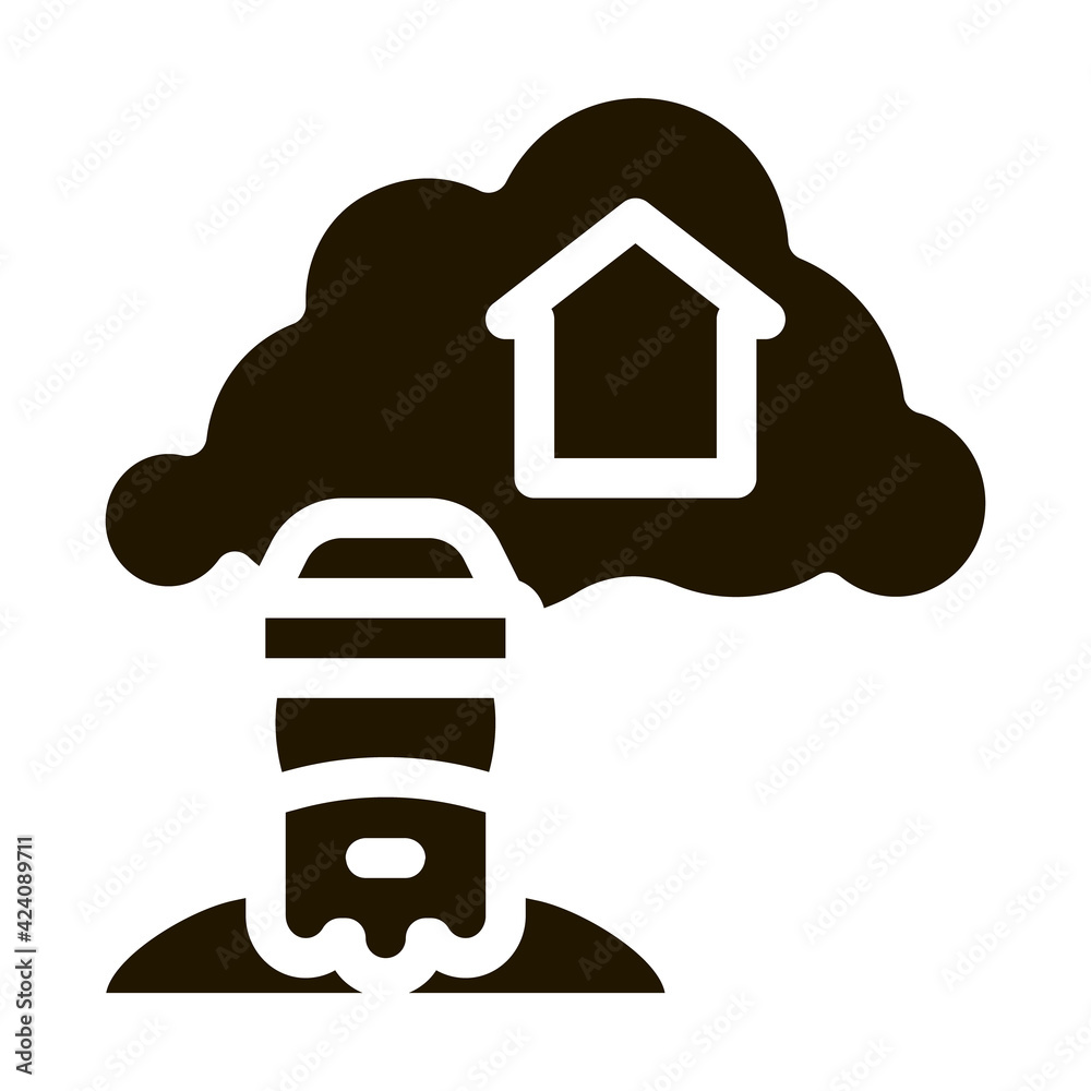 Sticker homeless dreaming about home glyph icon vector. homeless dreaming about home sign. isolated symbol illustration