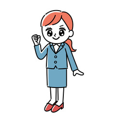 やる気のあるスーツを着た女性のイラスト