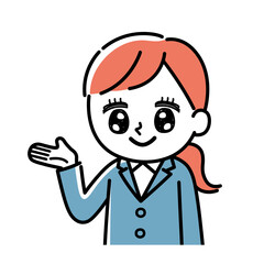 案内しているスーツを着た女性のイラスト