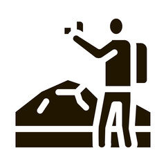 photographer hiking glyph icon vector. photographer hiking sign. isolated symbol illustration