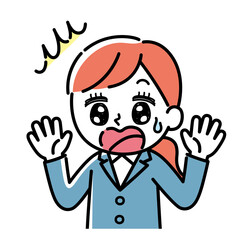 驚いているスーツを着た女性のイラスト
