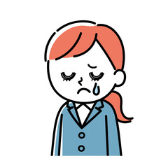 Obraz premium 悲しんでいるスーツを着た女性のイラスト