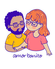 Bride and groom feeling love, celebrating love day while hugging 