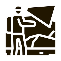 human in cave glyph icon vector. human in cave sign. isolated symbol illustration