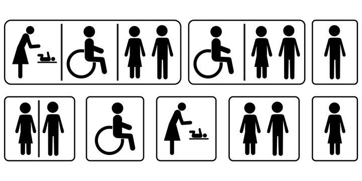 Disabled people mom icons, great design for any purposes. Old people. Stock vector image. EPS 10.