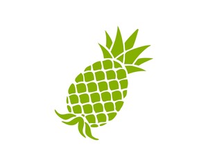 green silhouette flat pineapple vector