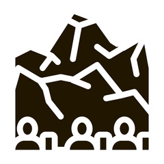 people rocky mountain glyph icon vector. people rocky mountain sign. isolated symbol illustration