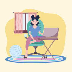 woman working laptop