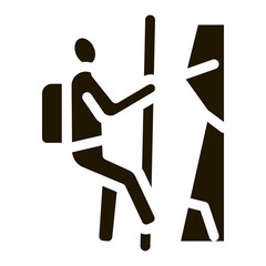 alpinist climbing glyph icon vector. alpinist climbing sign. isolated symbol illustration