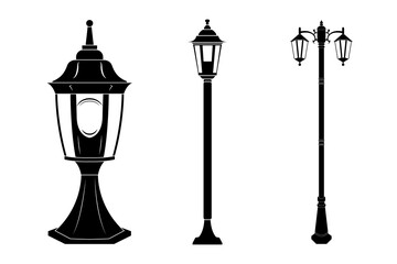 Black and white garden lamp vector design