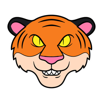 Cartoon Tiger Head Avatar Illustration