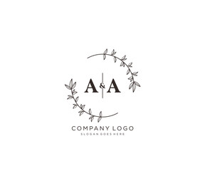 initial AA letters Beautiful floral feminine editable premade monoline logo suitable for spa salon skin hair beauty boutique and cosmetic company.