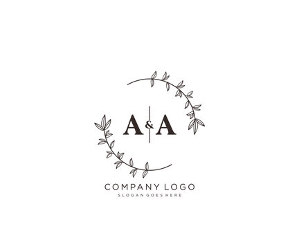 initial AA letters Beautiful floral feminine editable premade monoline logo suitable for spa salon skin hair beauty boutique and cosmetic company.