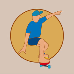 A man playing skateboarder. Vector illustration for graphic design or surf skate content background