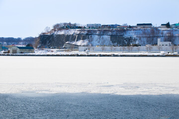 Obraz premium Sea of Okhotsk With drift ice in Abashiri, Hokkaido, Japan