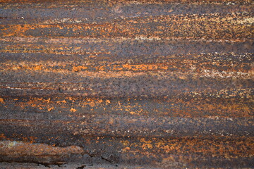 Rustic grunge metal texture panoramic rust and oxidized metal background. Old metal iron panels Beautiful background