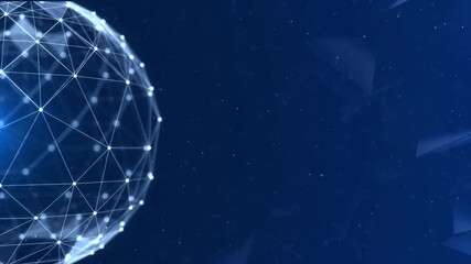 4K earth technology, business and communications background. Animation of the Earth globe rotating with plexus particles around. Molecular Networked Planet Of Particles Abstract Motion Background - Powered by Adobe